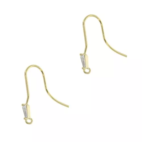 Gancio di orecchie 20 mm con anello aperto e un Ossido di zirconio - Dorato - Crystal x2