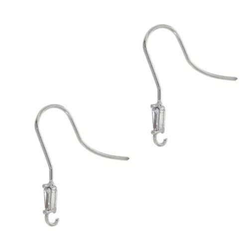 Gancio di orecchie 20 mm con anello aperto e un Ossido di zirconio - Rodiato - Crystal x2