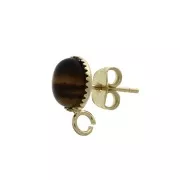 Chiodi di orecchie rotondo portacabochon 8 mm-Anello aperto-dorato con oro fino x2
