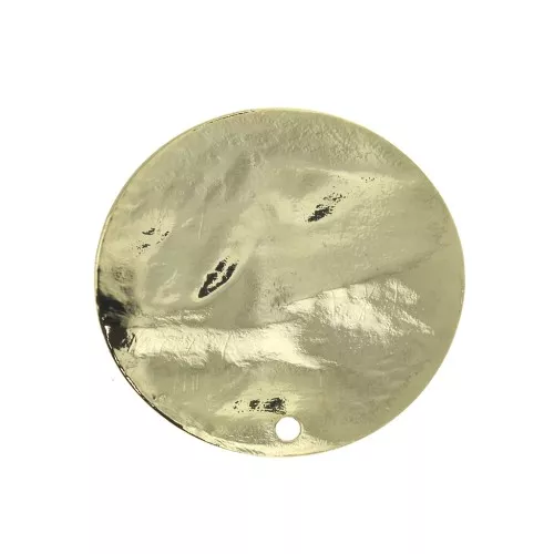 Pendente disco martellato 25 mm con un foro - Dorato all'oro fino x1