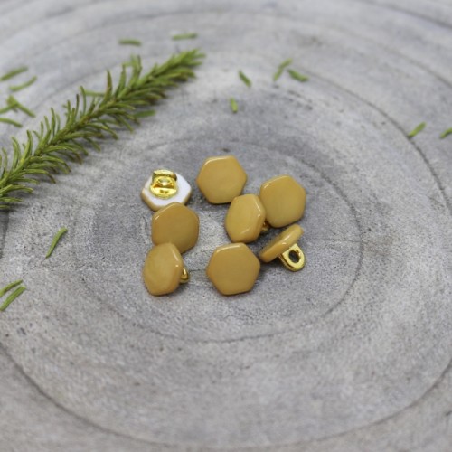 Bottone a coda in metallo-madreperla tinta -AtelierBrunette Quartz 10mm Mustard x1