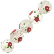 Perla giapponese Tensha in resina - Decal Miyuki 12 mm - Trasparente -  Rosso x1