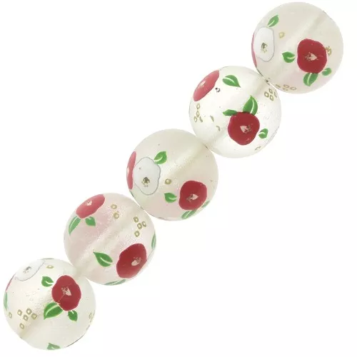 Perla giapponese Tensha in resina - Decal Miyuki 12 mm - Trasparente -  Rosso x1