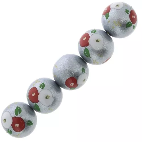 Perla giapponese Tensha in resina -Decal Miyuki 12mm -Grigio-Rosso-Bianco x1