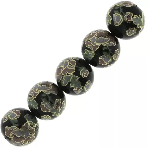 Perla giapponese Tensha in resina - Decal Miyuki 12 mm - Nero - Rosa - Dorato x1