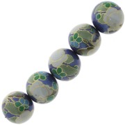 Perla giapponese Tensha in resina - Decal Miyuki 12 mm - Blu - Verde - Dorato  x1