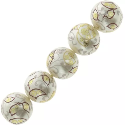 Perla giapponese Tensha in resina -Decal Miyuki 12mm - Crema-Marrone -Doratox1