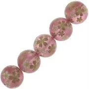 Perla giapponese Tensha in resina -Decal Miyuki 12mm -Rosa trasparente- Dorato x1