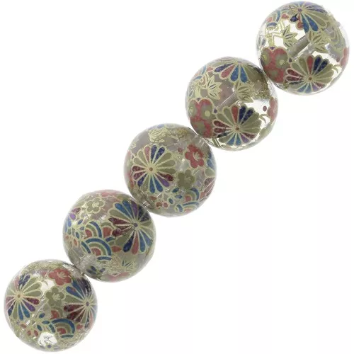 Perla giapponese Tensha in resina - Decal Miyuki 14mm Trasparente - Multicolore x1