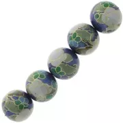 Perla giapponese Tensha in resina - Decal Miyuki 14 mm - Blu - Verde - Dorato  x1