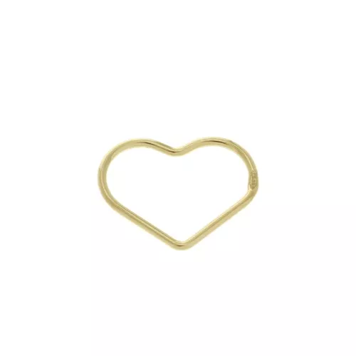 Anello chiuso cuore 15 mm Argento 925  Dorato oro fino x1