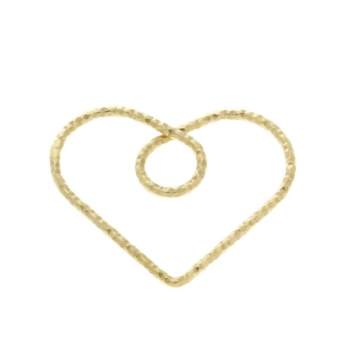 Pendente cuore diamantato 20 mm in Argento 925 Dorato oro fino x1