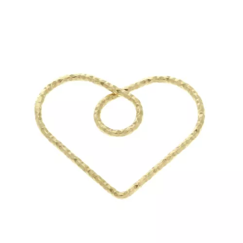 Pendente cuore diamantato 20 mm in Argento 925 Dorato oro fino x1
