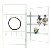 Portagioie-espositore a bijoux stile paravento con specchio 26x42 cm - Bianco x1|raw }}