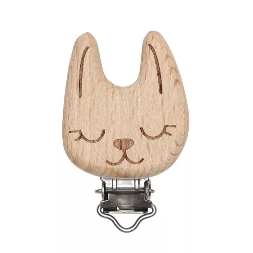 Clip rimovibile portacuccio - cuccio 54x35 mm in legno - coniglio - Naturale x1