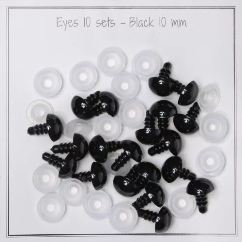 Occhi di plastica con sistema di sicurezza peluche e amigurumi 10 mm Nero x10 paia