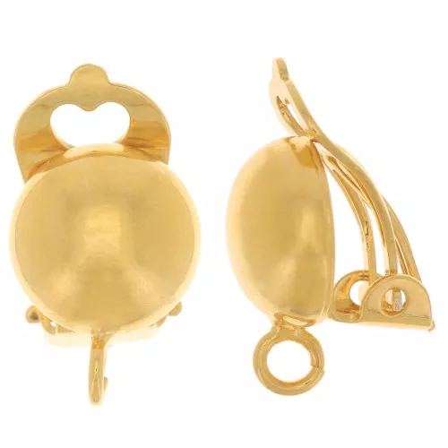 Ganci a clip mezza sfera mm. 10 Dorato con oro fino x2