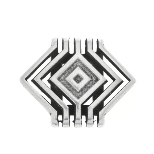 Passante geometrico 28x23 mm per lacci 20 mm - placcatura argento fino anticato x1