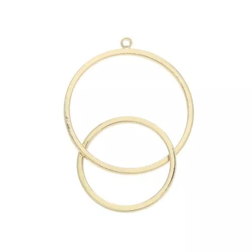 Pendente cerchi intrecciati scavati 34x20 mm - Dorato  x1