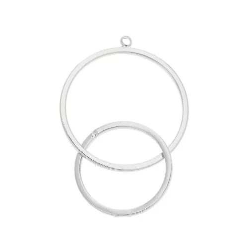 Pendente cerchi intrecciati scavati 34x20 mm - Rodiato x1
