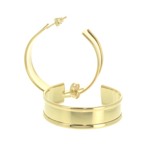 Creole larghe con bordo curvo da decorare - 35 mm - Dorato  x2