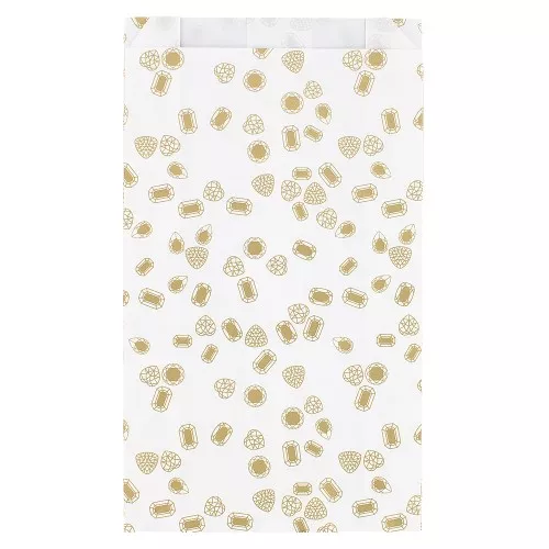 Bustina in carta 12x4.5x20 cm - Pietre preziose - Bianco - Dorato  x1