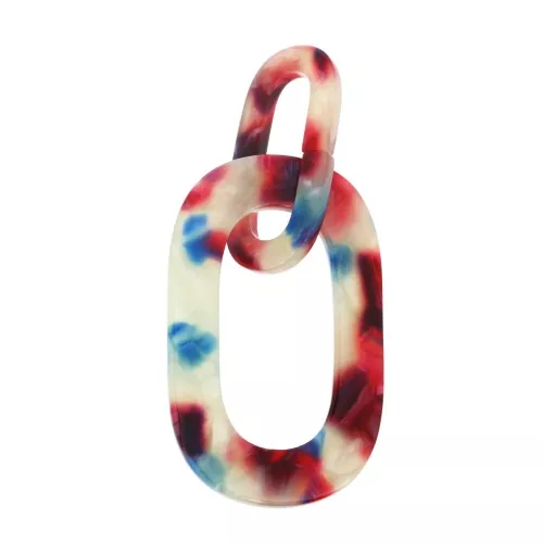 Pendente maglie XXL in acetato 62x26 mm Squama di tartaruga - Bianco - Rosa - Blu