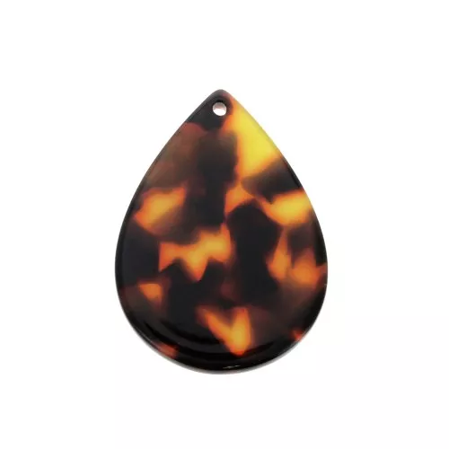 Pendente goccia 31x22 mm - Squama di tartaruga - Marrone - Nero x1