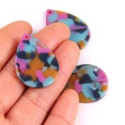 Pendente goccia 31x22 mm - Squama di tartaruga - Fucsia - Blu - Camel x1