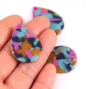 Pendente goccia 31x22 mm - Squama di tartaruga - Fucsia - Blu - Camel x1