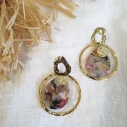 Pendente goccia 31x22 mm - Squama di tartaruga - Fucsia - Blu - Camel x1