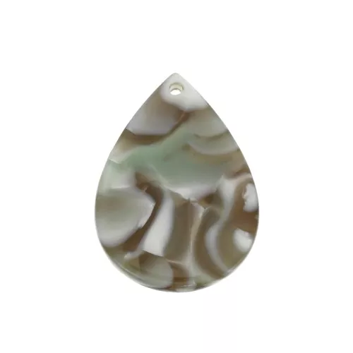Pendente goccia 31x22 mm-Squama di tartaruga-Marrone scuro - Grigio madreperla x1