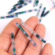 Pendente barra 40x2.5 mm - Squama di tartaruga - Blu scuro - Verde x1