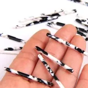 Pendente barra 40x2.5 mm - Squama di tartaruga - Nero - Bianco x1