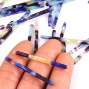 Pendente barra 40x2.5 mm - Squama di tartaruga - Multi Blu - Giallo x1