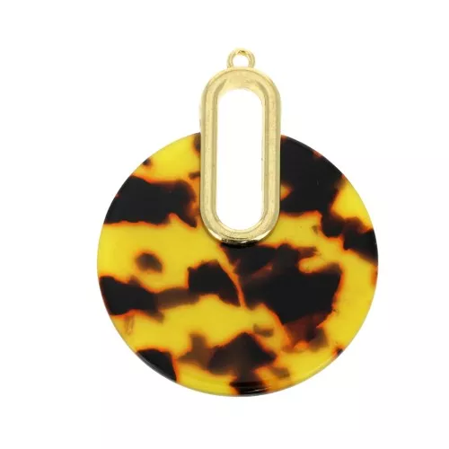 Pendente - orecchini  design 57x44 mm Squama di tartaruga - Marrone - Nero x1