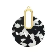 Pendente - orecchini  design 57x44 mm Squama di tartaruga - Nero - Bianco x1