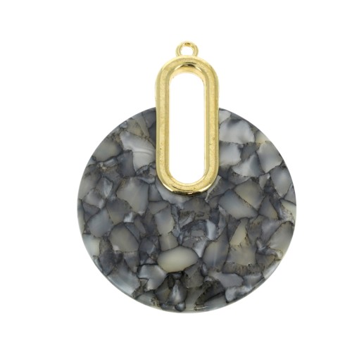 Pendente - orecchini design 57x44 mm Squama di tartaruga Grigio Bianco madreperla