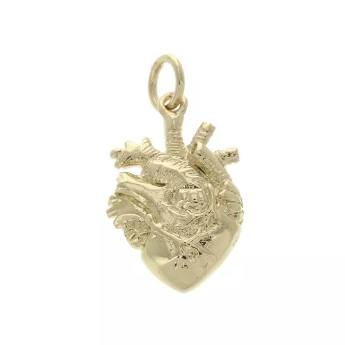 Pendente cuore umano avec anello chiuso 18x12 mm - Placcato oro 3 micron x1