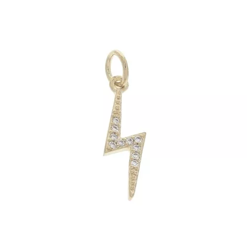Ciondolo fulmine Ossido di zirconio e anello chiuso 17x5 mm Crystal - Placcato oro 3 micronx1