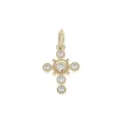 Ciondolo croce con Ossido di zirconio anello chiuso 14x9mm Crystal -Placcato oro 3 micron x1