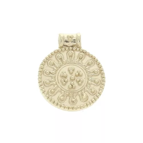Pengocciae tondo arabesco perlato 19x15 mm - Placcato oro 3 micron x1