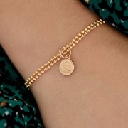 Ciondolo rotondo - segno zodiacale Acquario 10x8 mm  Placcato oro 3 micron x1