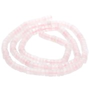 Perla Heishi a forma di dischetto in pietra semipreziosa 4x2,5 mm - Quarzo rosa colorato x 37 cm