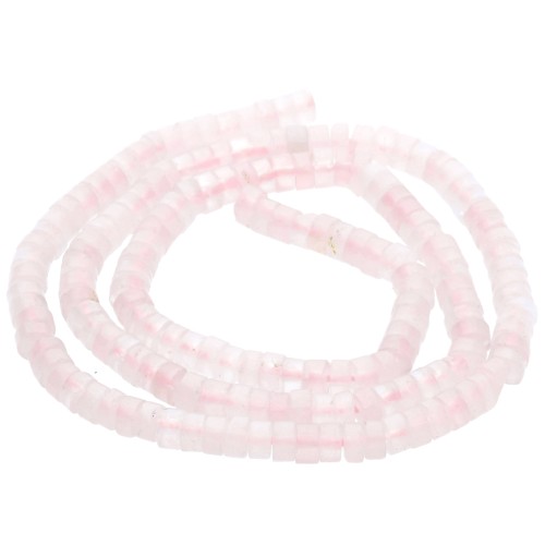 Perla Heishi a forma di dischetto in pietra semipreziosa 4x2,5 mm - Quarzo rosa colorato x 37 cm