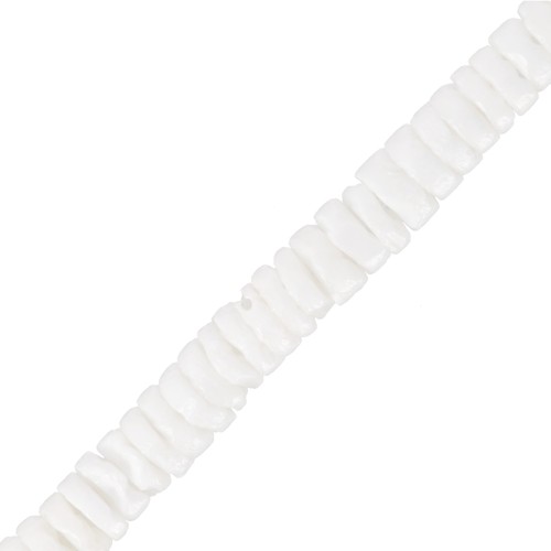 Perle di conchiglia Heishi 6 mm - Bianco x57cm