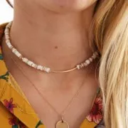 Perle di conchiglia Heishi 6 mm - Bianco x57cm