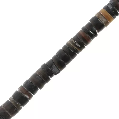 Perle rondelle Heishi madreperla tinta 5 mm - Marrone scuro x62 cm
