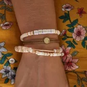 Perle rondelle Heishi madreperla 5 mm - Naturale x39cm