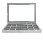 Espositore per gioielli 35x24x5 cm-24 scomparto - imitazione velluto - Grigio x1